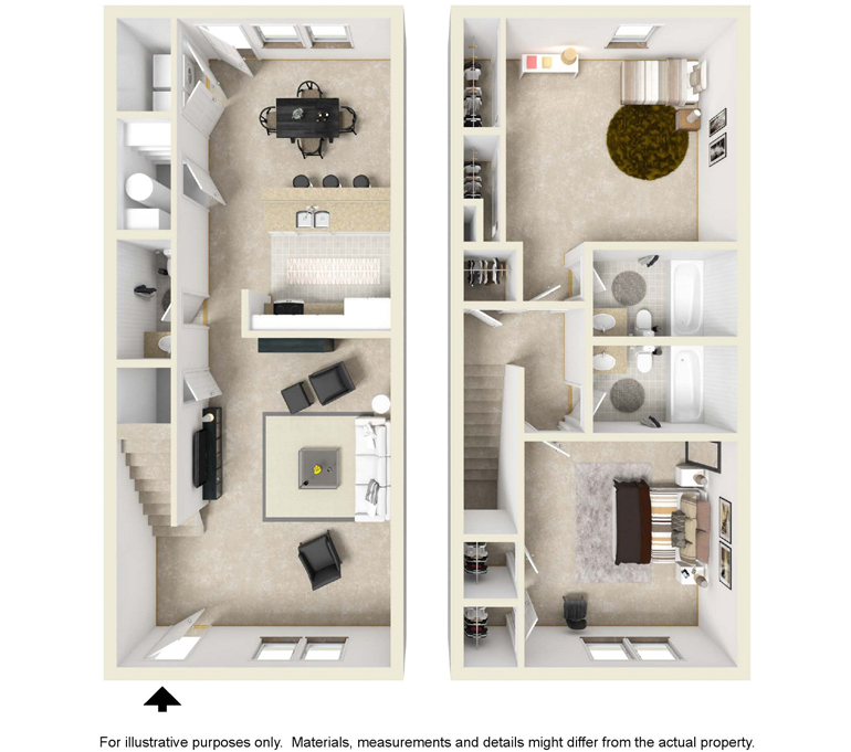 2 BR / 2 BA 